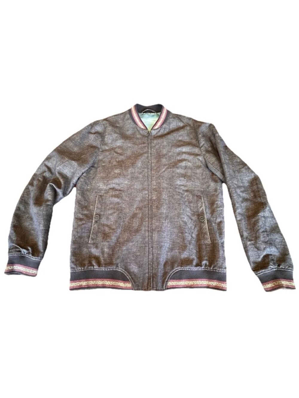 Ted Baker London Bomber Jacket Size 3 Med Scenic Print Lining Statement Piece